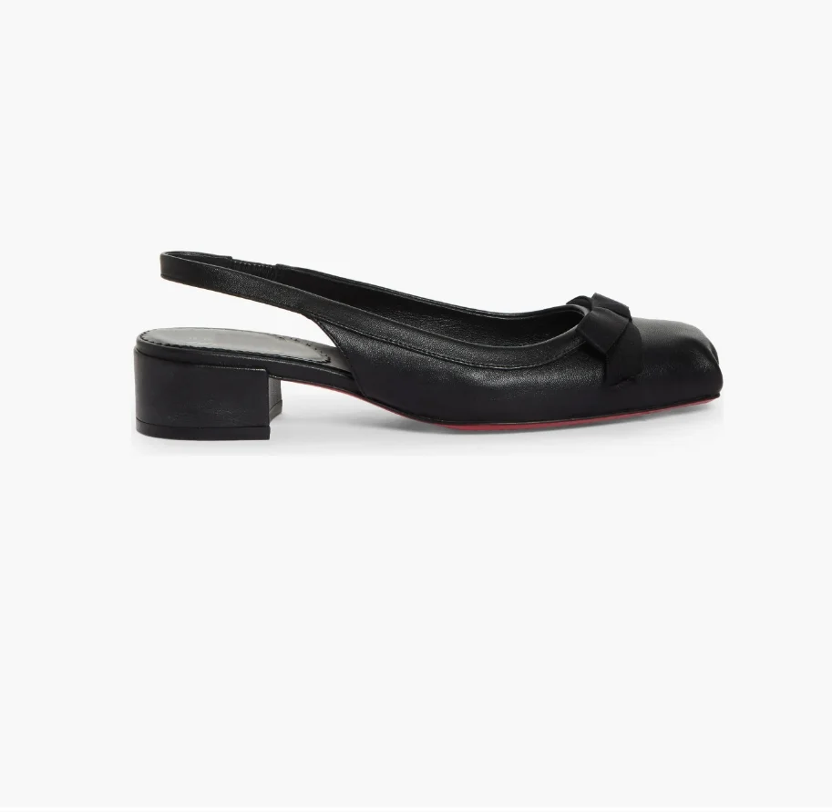 

1 1/4" (32mm) Heel (size 35) Elasticized Slingback Strap Leather Upper Square Toe Lining And Sole Slingback Pump (Women)