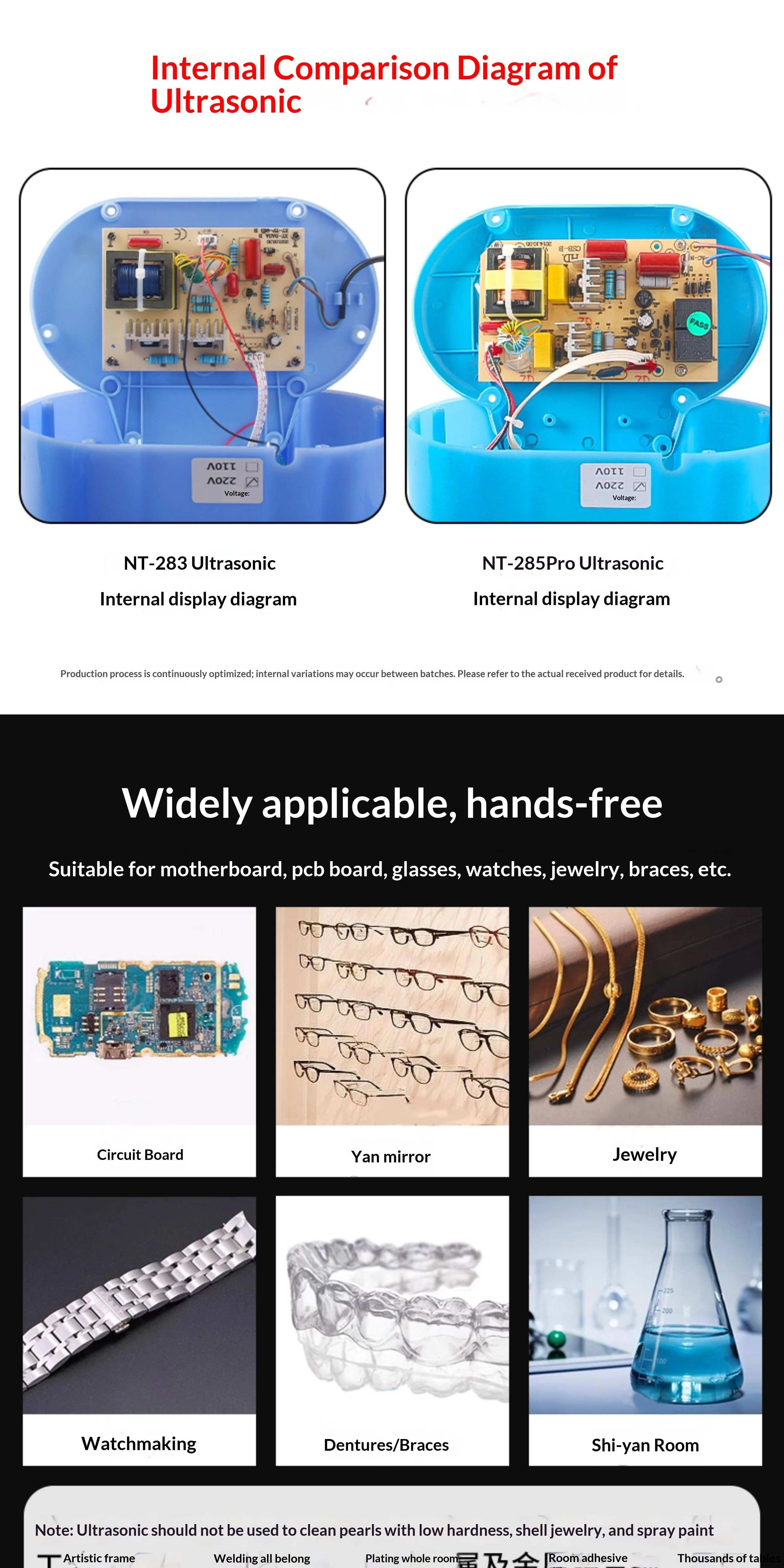 Sonicator 30W/50W 40Khz Ultrasonic Cleaner Bath Degas For Watches Contact Lens Glasses Denture Teeth Electric Makeup Razor