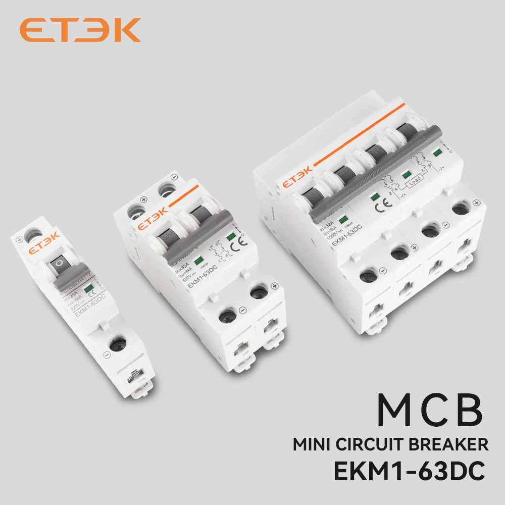 ETEK 6KA MCB 2p 4p 6KA DC Solar Photovoltaic Breaker 500V 1000V DC Solar Mini Circuit Breaker EKM1-63DC