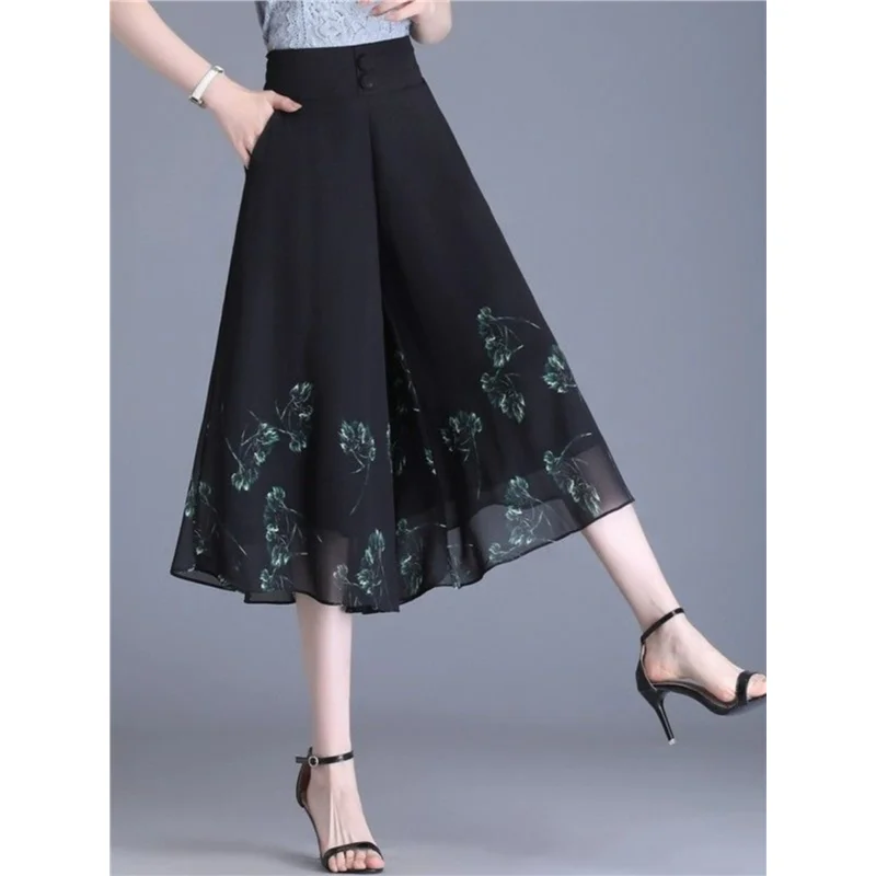 

Новые летние женские повседневные брюки из ледяного шелка с высокой талией, тонкие, широкие, укороченные (7/8), комфортные, дышащие, модные