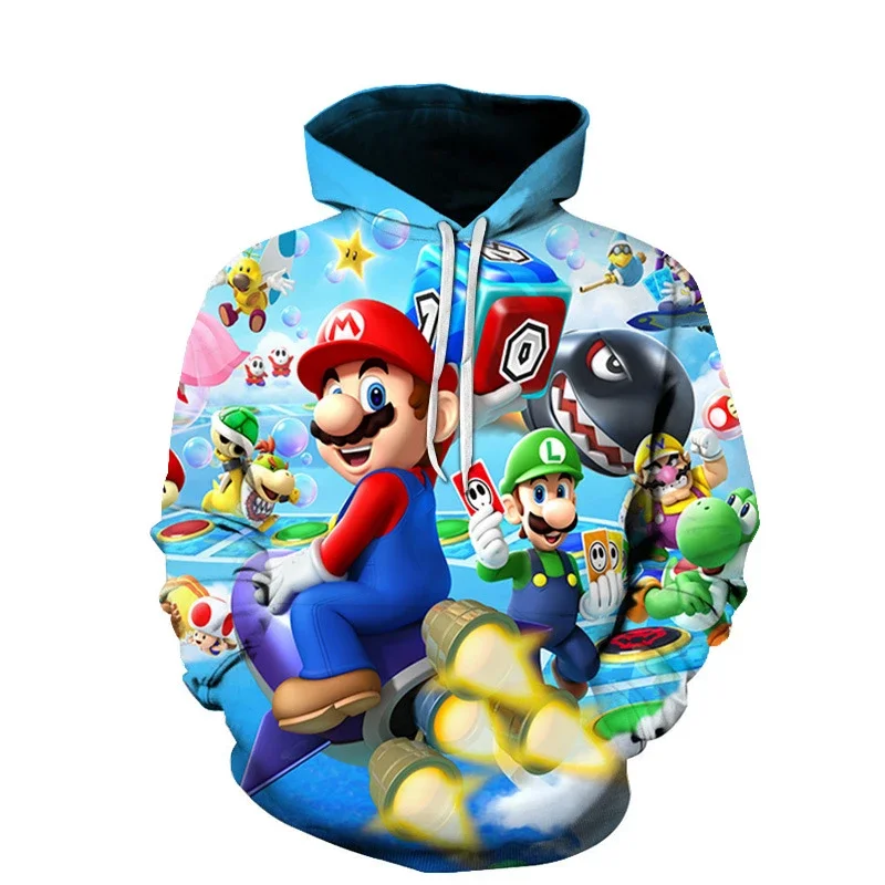 Super Marios Bros Cosplay Hoodies for Adult and Children Costume Bowser Yoshi Peach Luigi 3D Print Hooded Men Women Sweatshirt