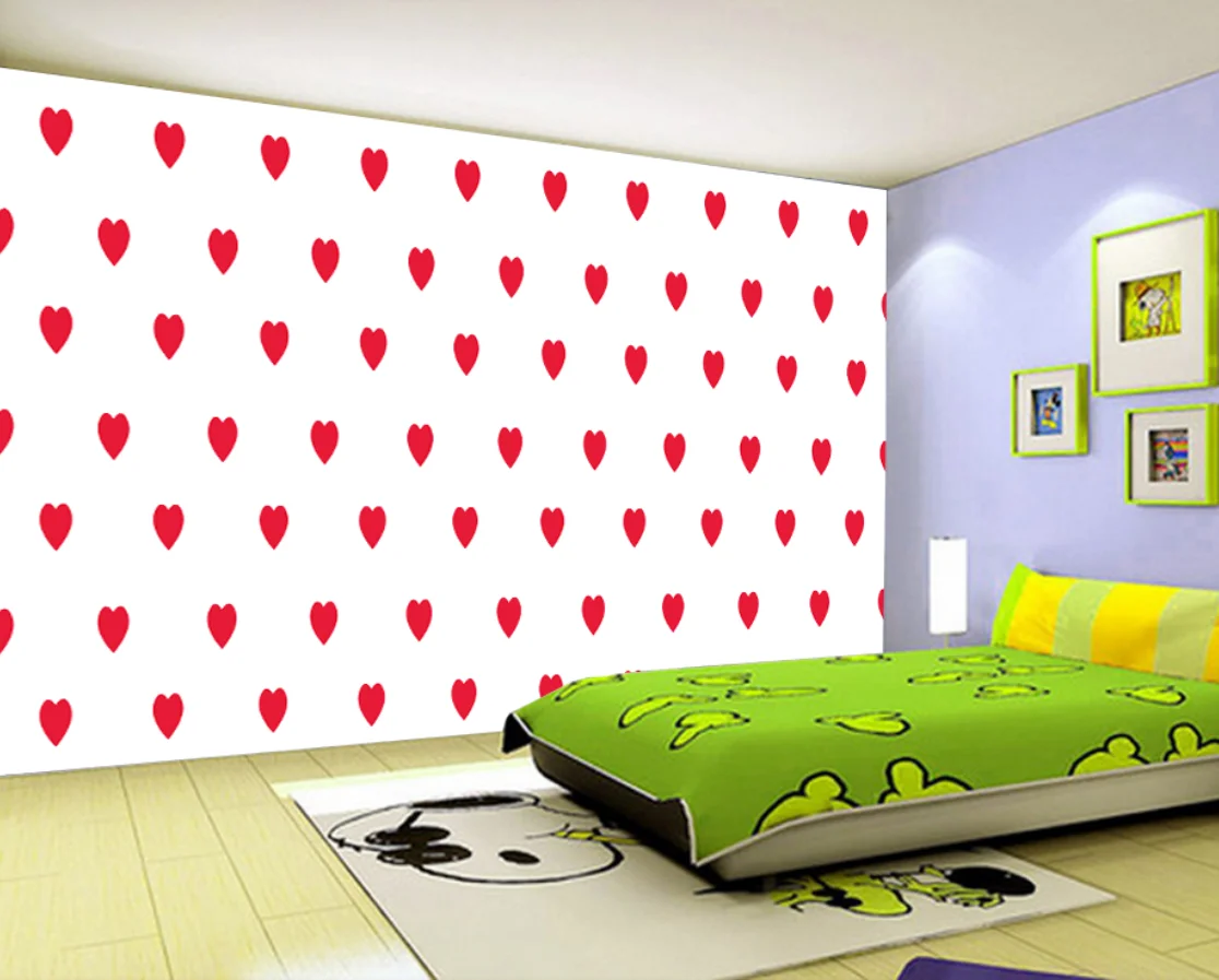 Custom size mural Cute hand drawn heart shape with white background wall decorative painting living room bedroom 3d wallpaper