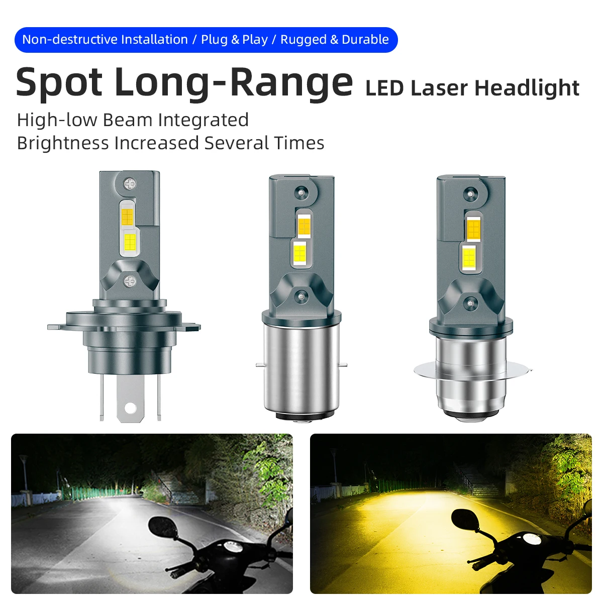 Motorcycle Led Headlight Bulb H4 - 1 Buah Lampu LED H4 P15D