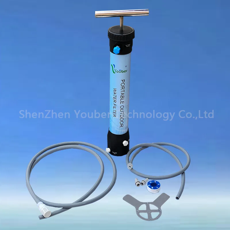 300L/H Hand Pump Outdoor Water Filter Drinking Water System Emergency Filtration Outdoor Camping Water Purifier Flood River