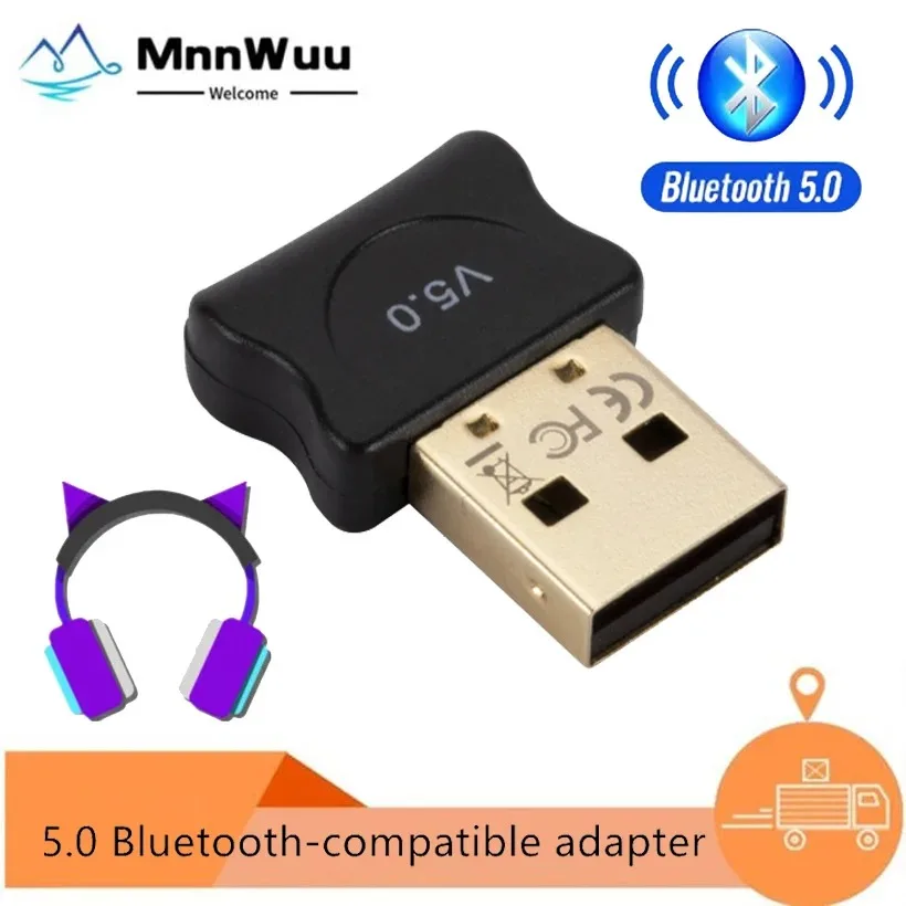 

MnnWuu USB Bluetooth V5.0 Adapter Transmitter Receiver Audio Bluetooth Dongle Wireless USB Adapter for Computer PC Laptop