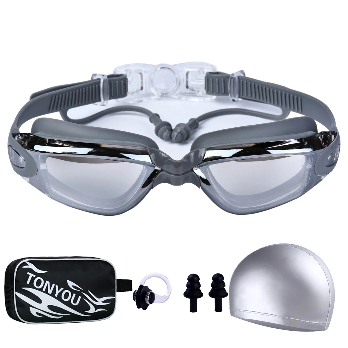 Adult Swimming Goggles High-Definition Anti-Fog Men and Women Professional Waterproof Earplugs Swimming Goggles