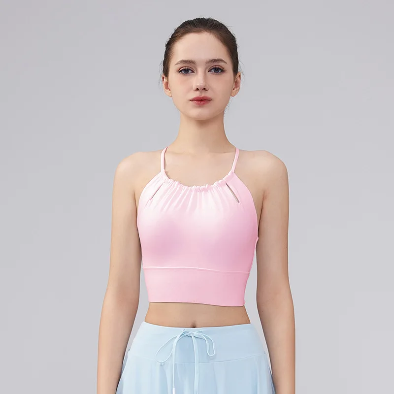 

Summer New Solid Color One-piece Women Yoga Tank Top Comfortable Breathable Crop Top Gym Fitness Pilates Backless Vest Soft Bra