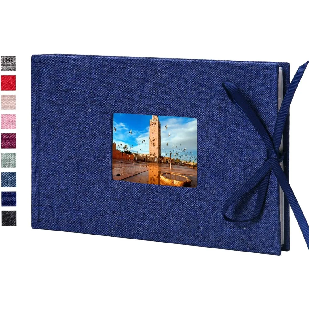 

Photo Album 4x6 50 Pockets Linen Frame Cover with Memo Areas Photobook Mini Slip-in Picture Book for Wedding Baby