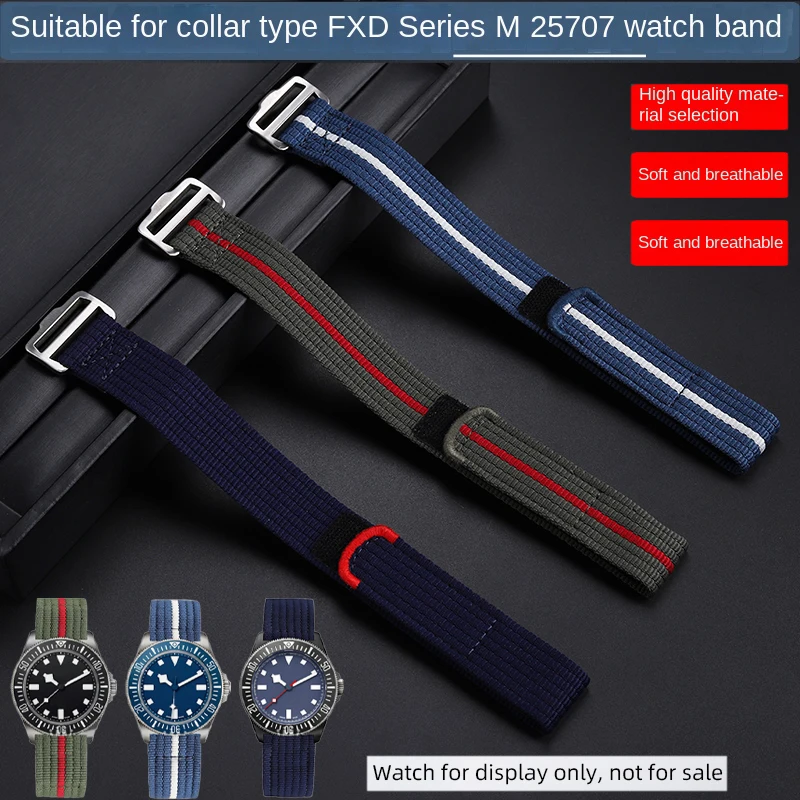 

22mm FXD Nylon fabric watch Strap For Tudor Collar Submariner M25707 M25807 M25717 M25827 men's Integrated Canvas Bracelet