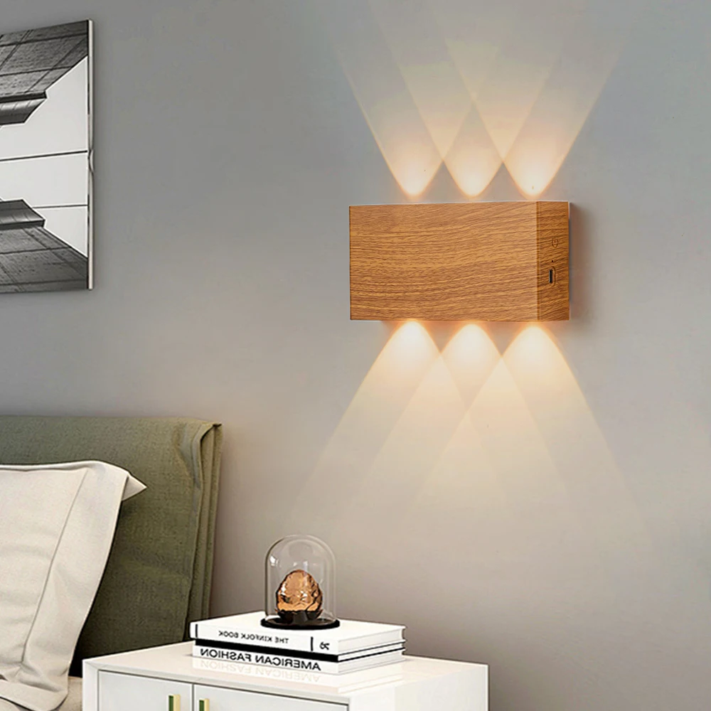 Imagem -02 - Magnético Led Wall Mounted Lamp Touch Dimming Recarregável Usb Sconce Lights Cabeceira Corredor Escada Iluminação Interior