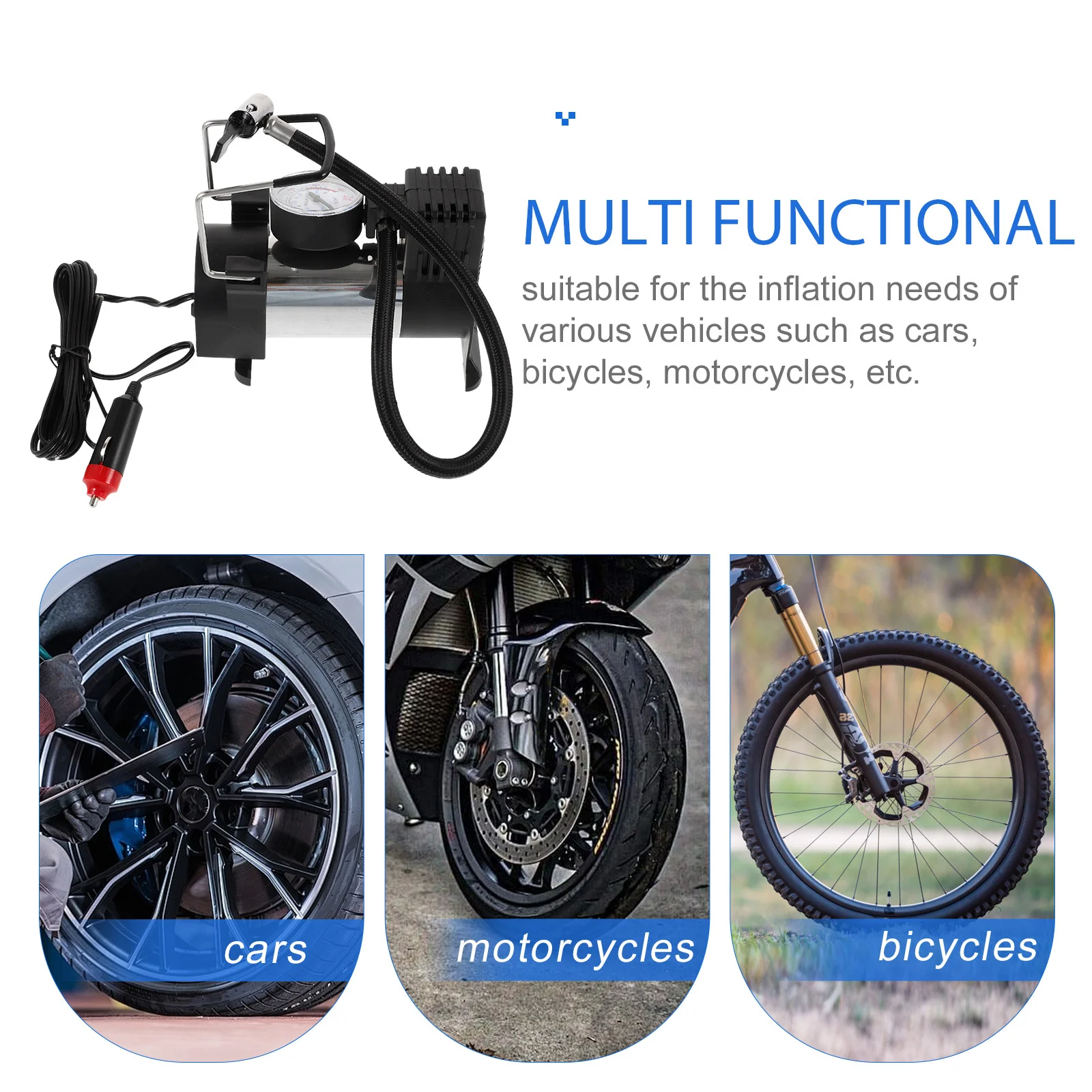 

Tire Inflator Portable Air Compressor Auto Electric Air Pump for Various Vehicles Compact Design Easy to Use High Pressure 140