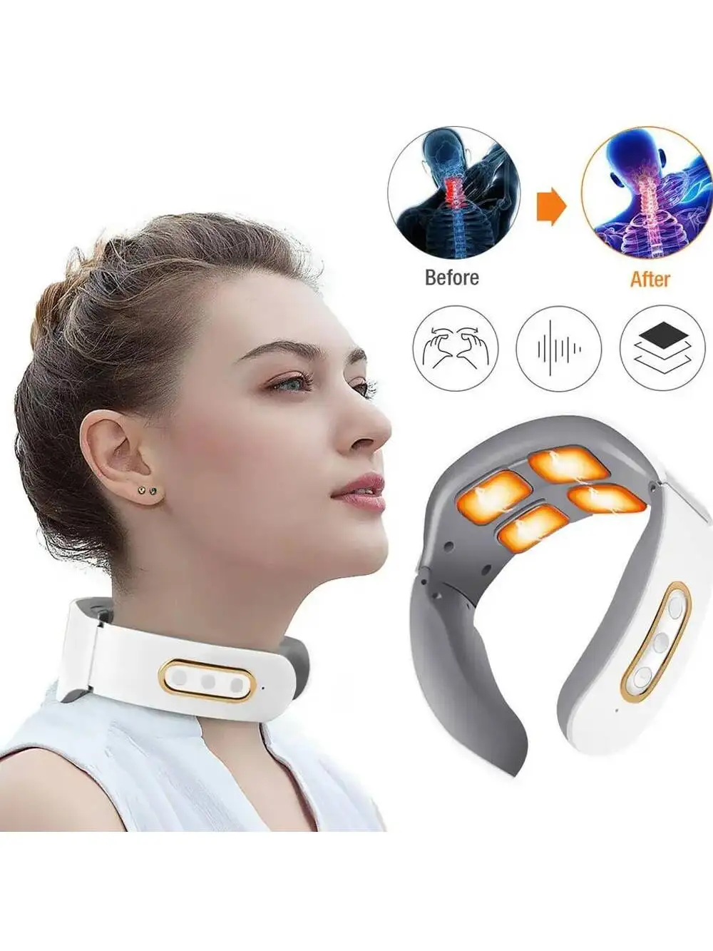 Electric Neck Massager, Portable Smart Cervical Massage Device, Home Use Neck Massager, Valentine's Day Gift