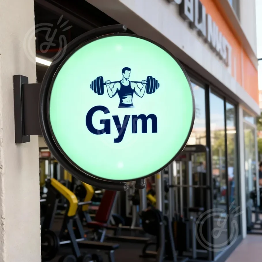 Custom 360 Rotating Light Box Personalized Double Sided Outdoor Logo Business Sign Advertising Waterproof Signage Gym Signboard