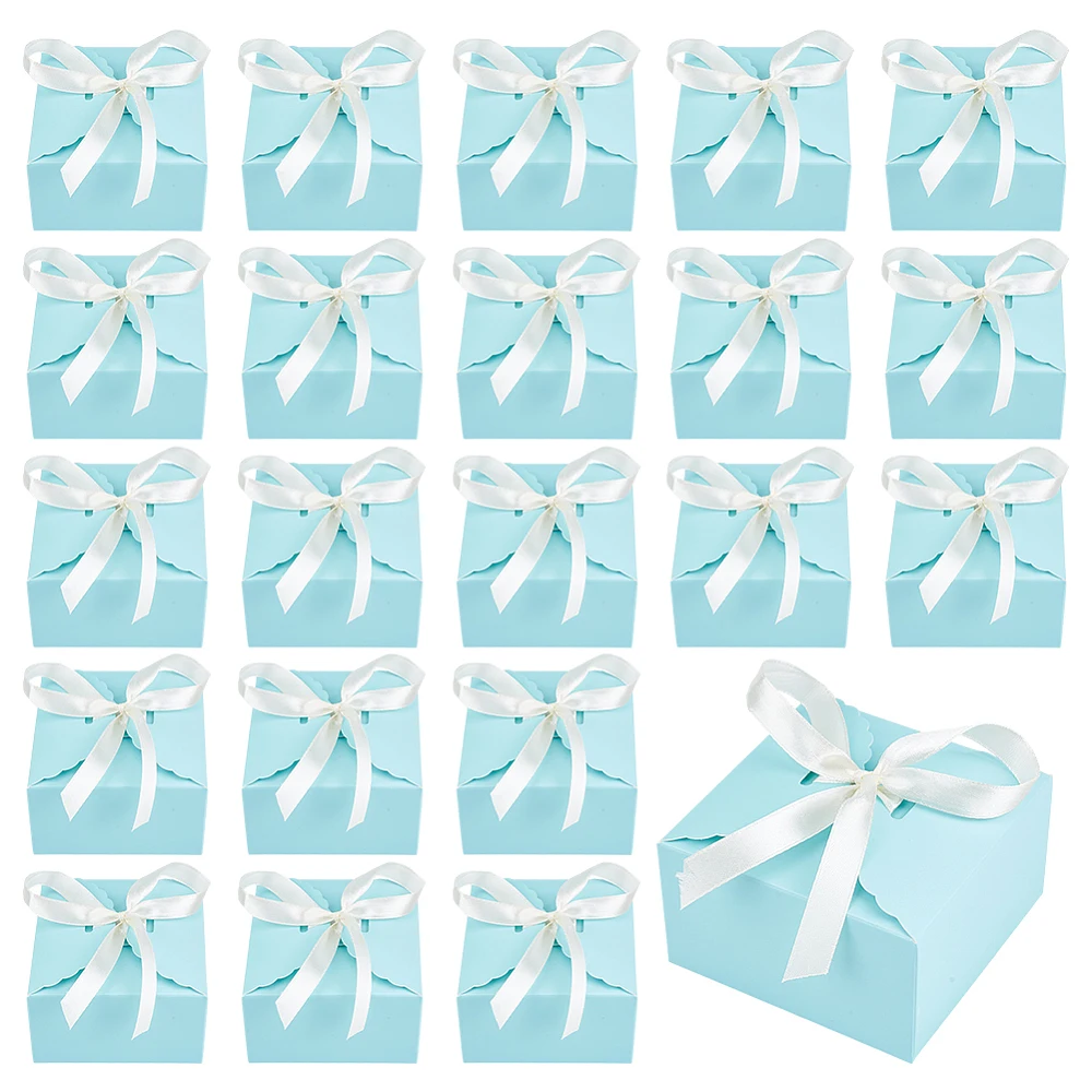 30 Pack Mini Gift Box 3.54x3.54x1.97inch Square Paper Gift Boxes Foldable Party Treat Box with Ribbon for Present Cookies Soaps