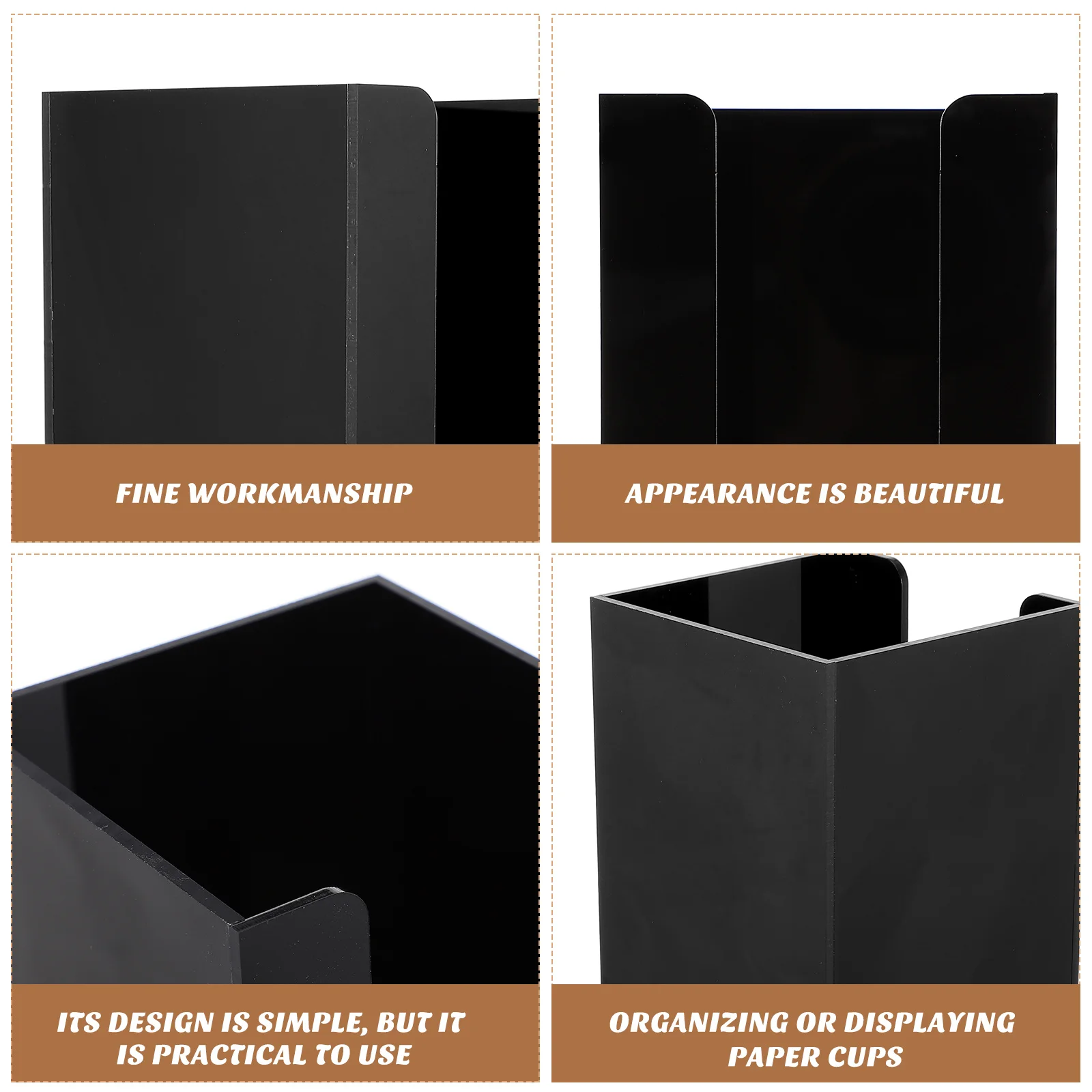 

1Pcs Black Disposable Paper Cup Holder Fine Workmanship Paper Cup Rack Portable Storage Rack for Milk Tea Coffee