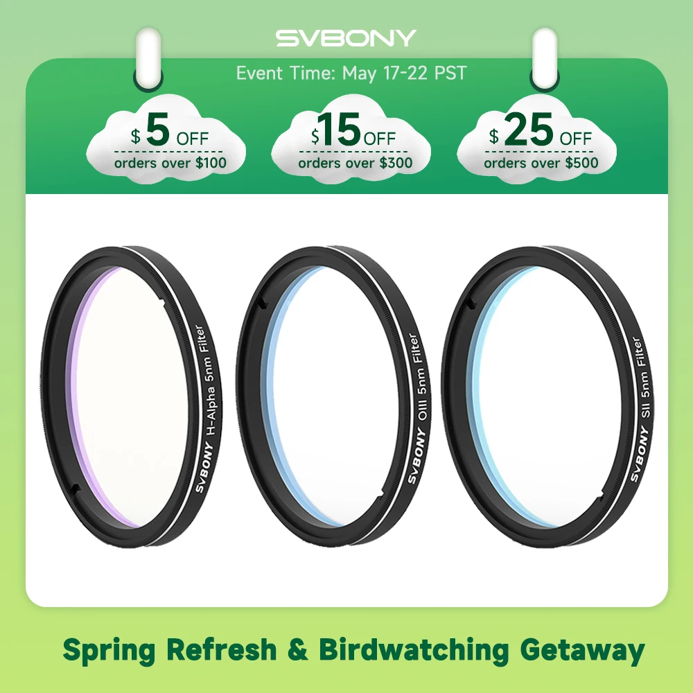 Svbony SV227 2/1.25inch Filter 5nmH-Alpha SII-CCD OIII-CCD Narrow Band for Astronomy Telescope Deep Space Planetary Photography