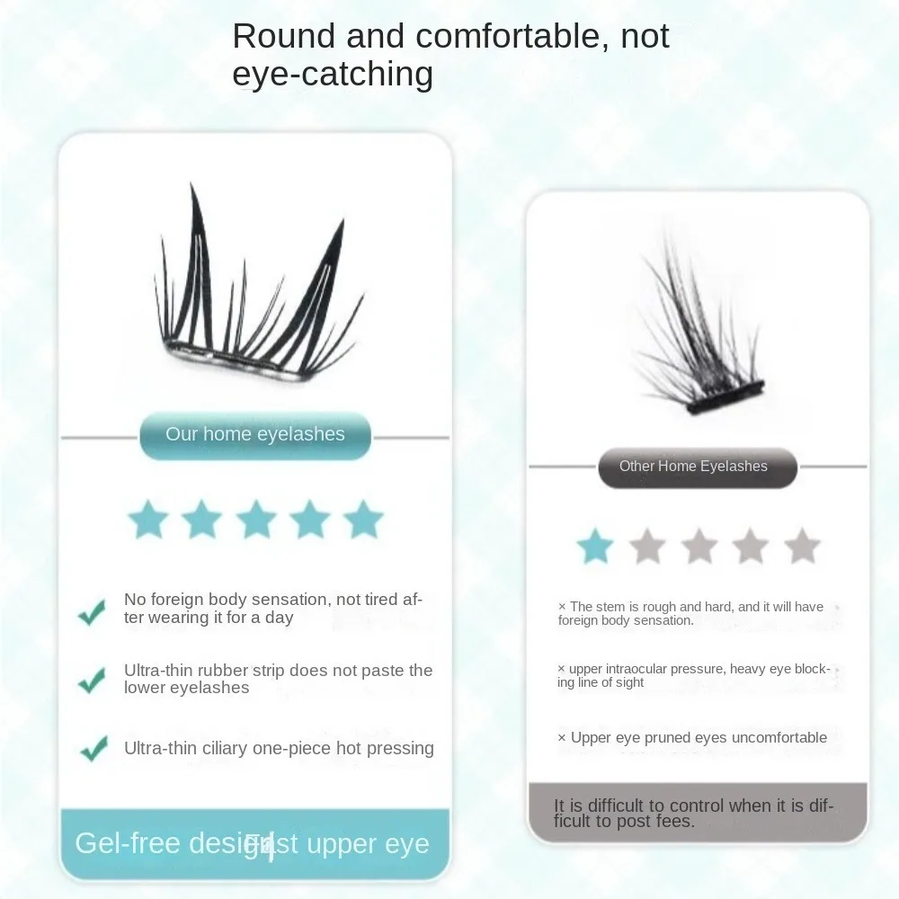 新しいふわふわの接着剤不要つけまつげ、自然なカール、自己粘着まつげクラスター、マンガアイ、簡単なアプリケーションつけまつげ、毎日着用