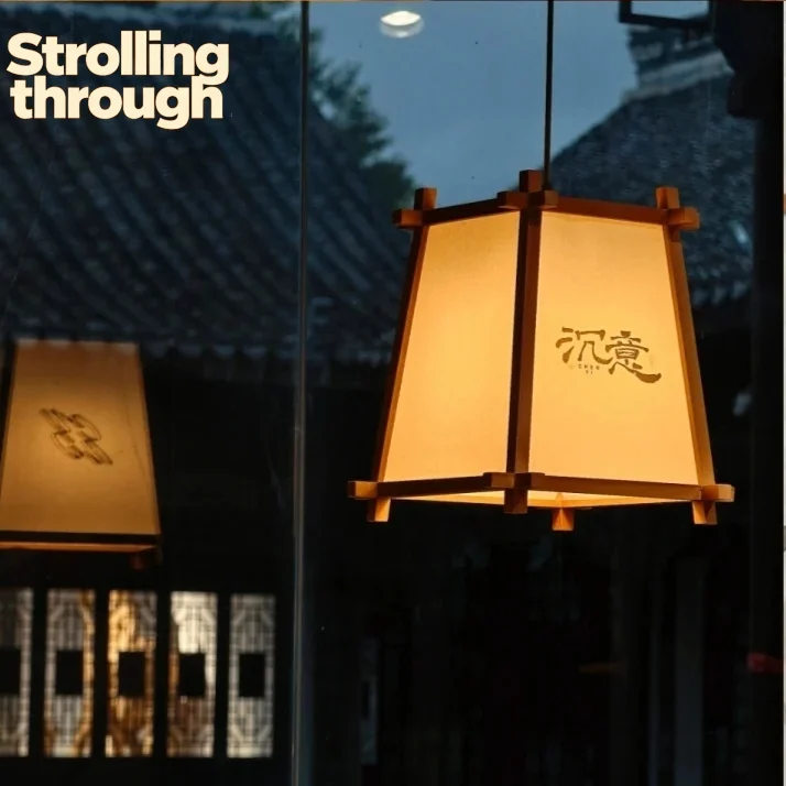 

Log wabi-sabi wind wooden lantern Japanese shop restaurant B & B indoor and outdoor chandeliers hotel booth bar square lamp