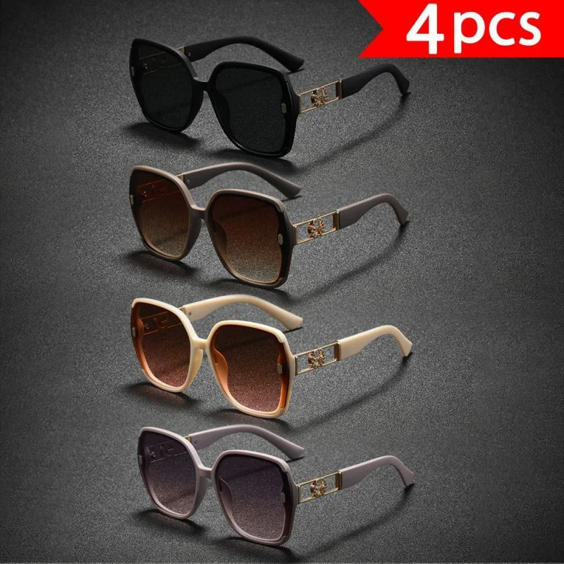 4PCS Large Frame Sunglasses, Suitable For Leisure, Outdoor, Picnics And Other Activities, Stylish Appearance