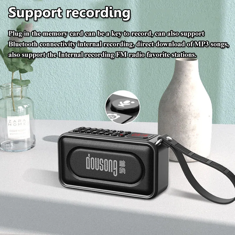 Mini haut-parleur Bluetooth Portable, appel mains libres sans fil, caisson de basses extérieur, enregistreur Bluetooth USB, double lecteur de musique TF, minuterie de sommeil
