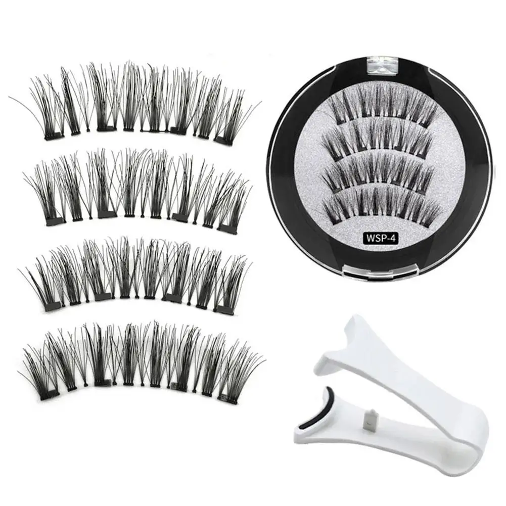 2 Pairs 3D Natural Magnetic Eyelashes With Handmade Reusable Magnetic False Eyelashes curler high-quality hot