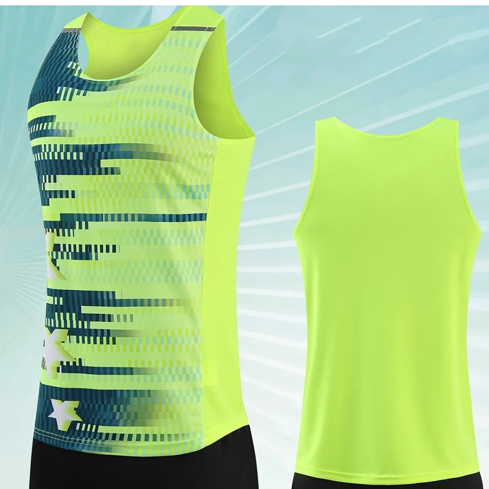 Fashion Quick Dry Men Tank Top Outdoor Run Sports Fitness Vest Casual O-neck Sleeveless Shirt Summer Breathable Gym T-shirt Man