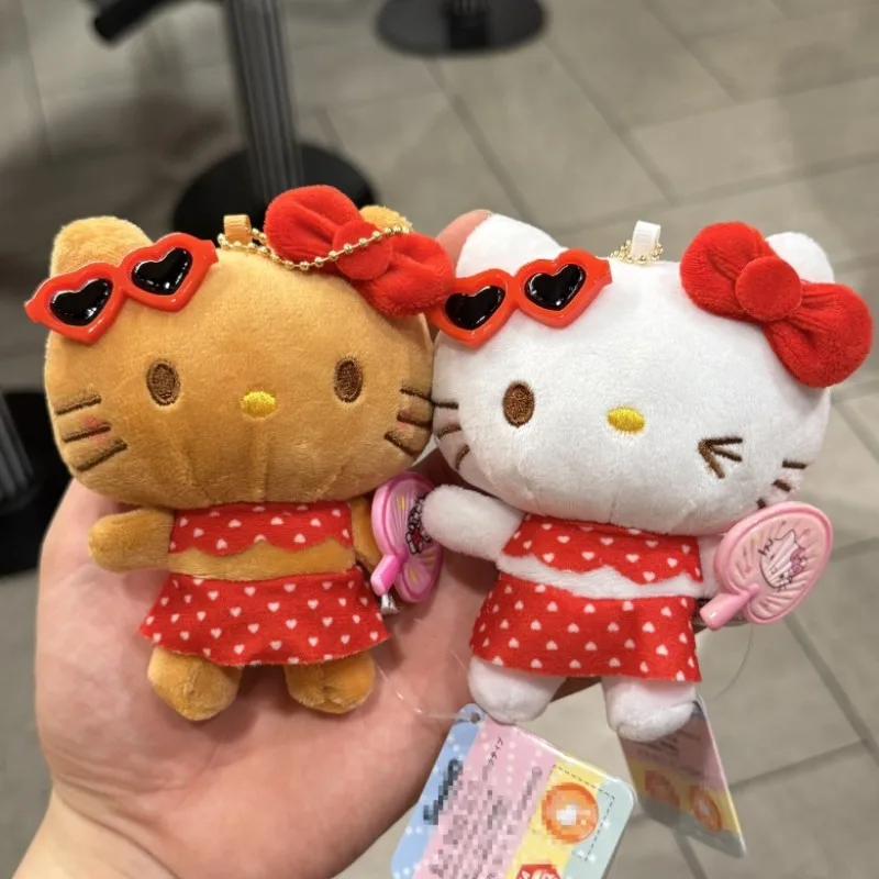 

Плюшевый брелок Sanrio Hello Kitty в гавайском стиле, черный, с бикини, для сумки, рюкзака, подарок на день рождения
