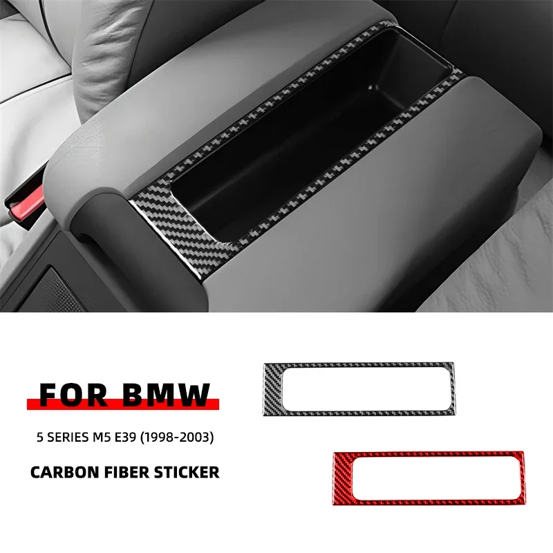 For BMW 5 Series M5 E39 1998-2003 Carbon Fiber Armrest Box Car Acceccories Interior Accesorios Para Auto Stickers Car stickers