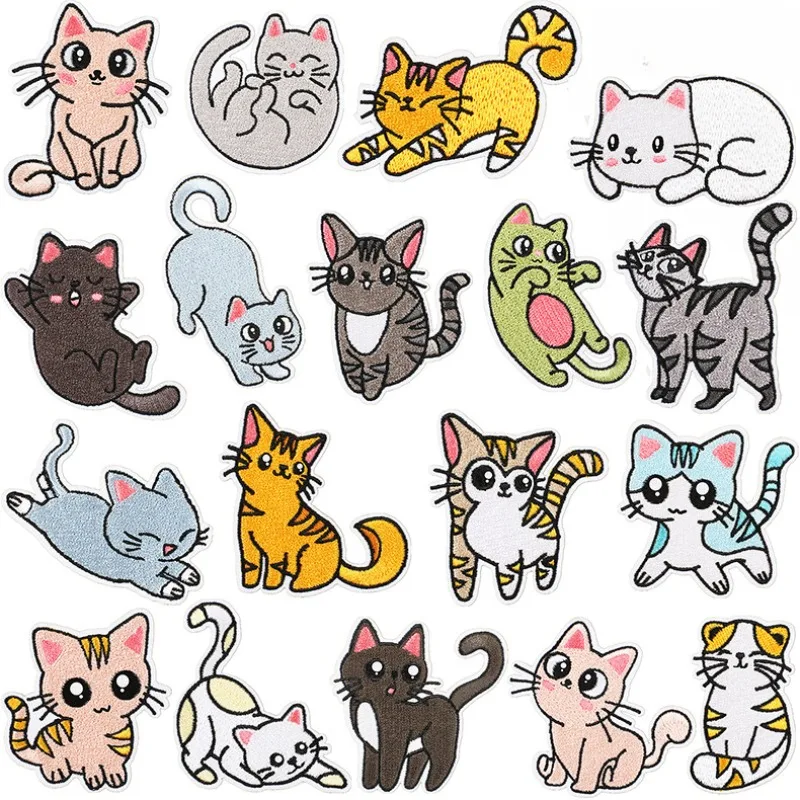 

2024 Hot Animal Cartoon Cat Embroider for Cloth Hat Jeans Fabric Sticker Decoration Patch Star Heat Sew Adhesive Fast Iron Label