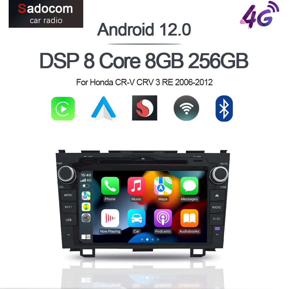 

8" Wireless Carplay Android 12.0 8G+128G 8Core GPS Car android Player radio Wifi multimedia For Honda CR-V CRV 3 RE 2006-2012