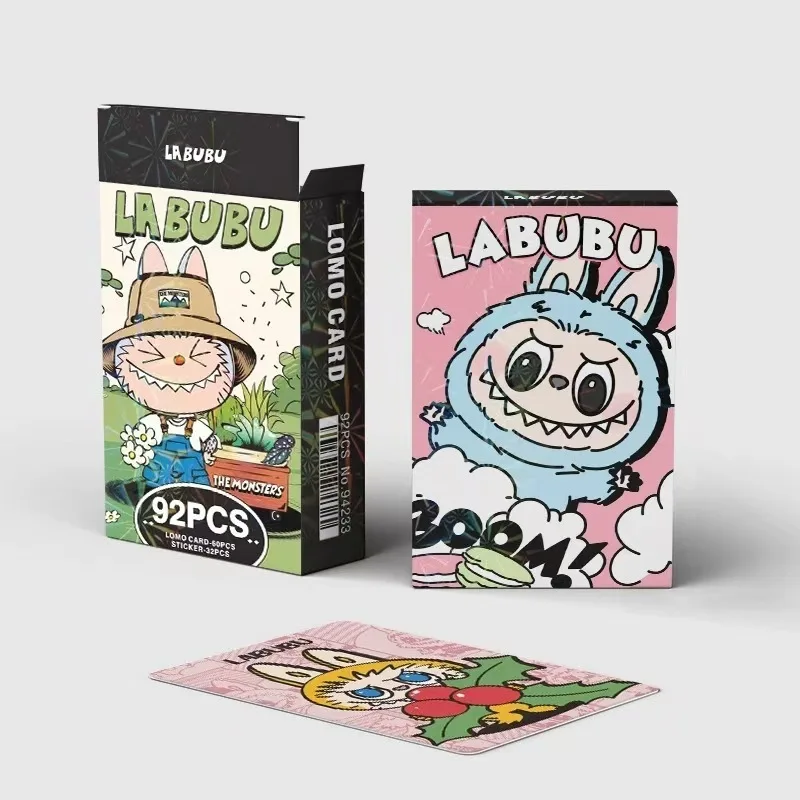 92pcs Labubu Cute Monster Cartoon Photo Card Stickers Pack Anime Accessories Collection Cards Double Sided Color Printed Cards