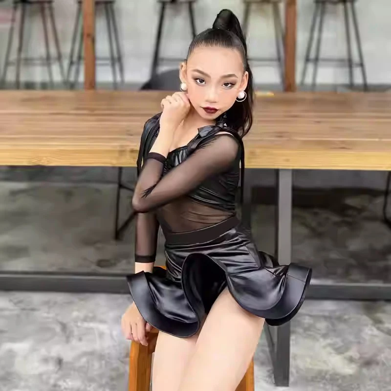 Autumn and Winter Latin Dance Costume for Women and Children Online Celebration Professional Training Costume for Girls