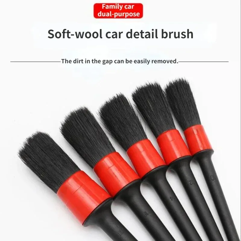 5Pcs Car Cleaning Brush Kit Interior Dust Brushes Wheel Clean Tools Auto Detailing Accessories Set