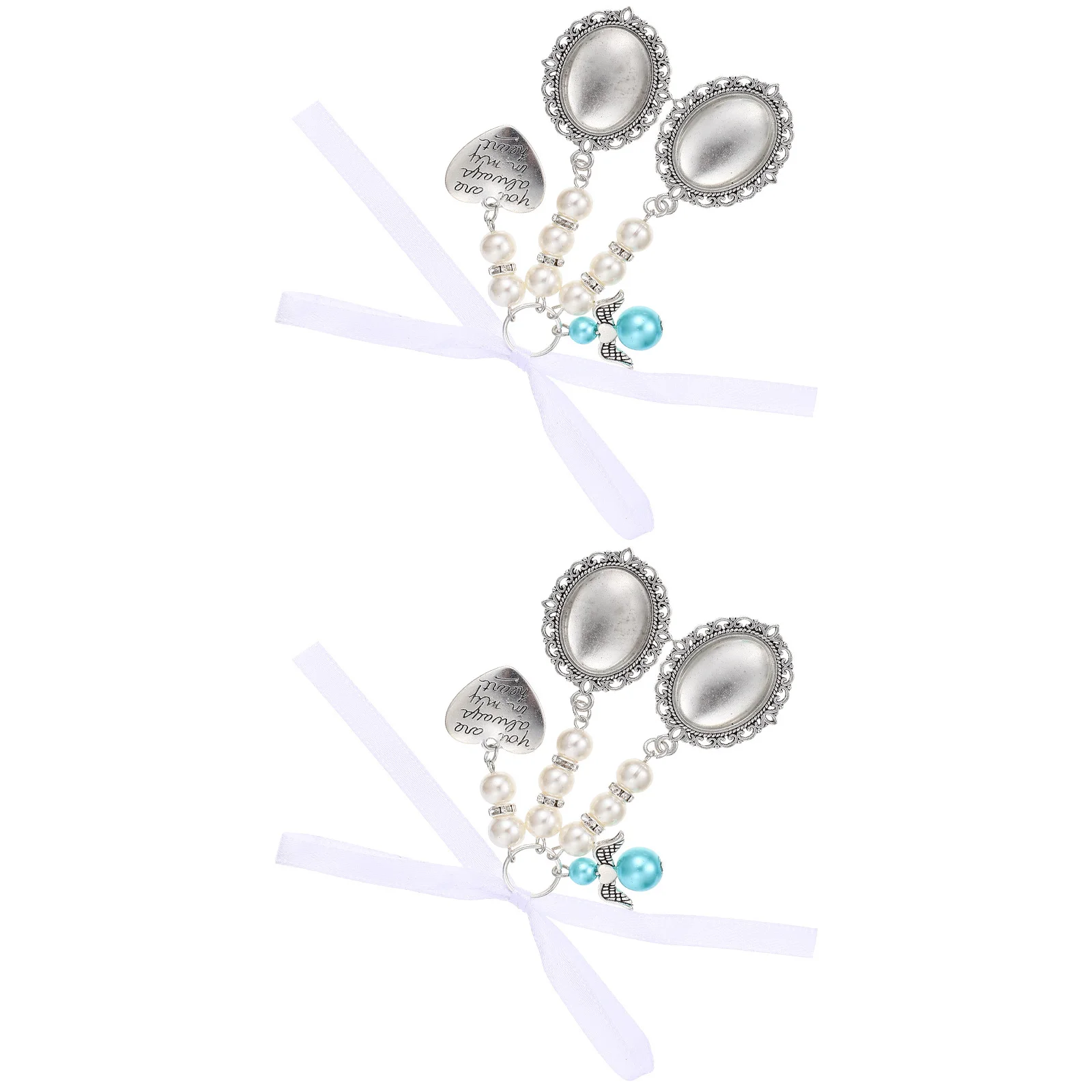 

2Pcs Bridal Bouquet Charm Pearl Heart Pendant Decor Wedding Memory Accessory DIY Time Gem Pendant for Wedding Supplies Craft