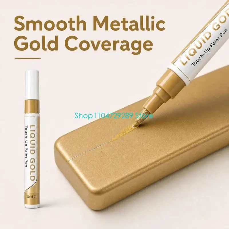 D8KE Gold Scratch Repair Pen for Cars with Fine Tip Touch Up Paint, 2 Pack