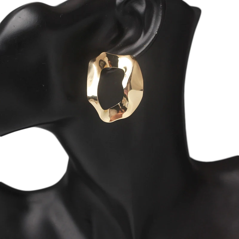 New Irregular Geometric Statement Drop Earrings for Women Hollow Square Metal Dangle Earrings Brincos Oorbellen