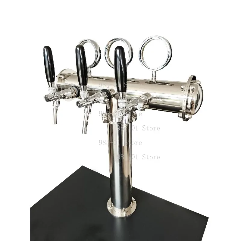 Customized bronze color T-type beer tower, 3-lines beer column for pub use