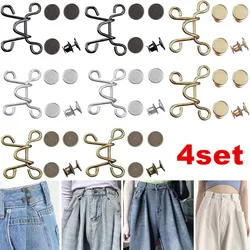 4 Set Nail-free Metal Jeans Button Snaps Detachable Pants Clips Buttons Pins DIY Waist Tightener Clothing Buckles Sewing Tools