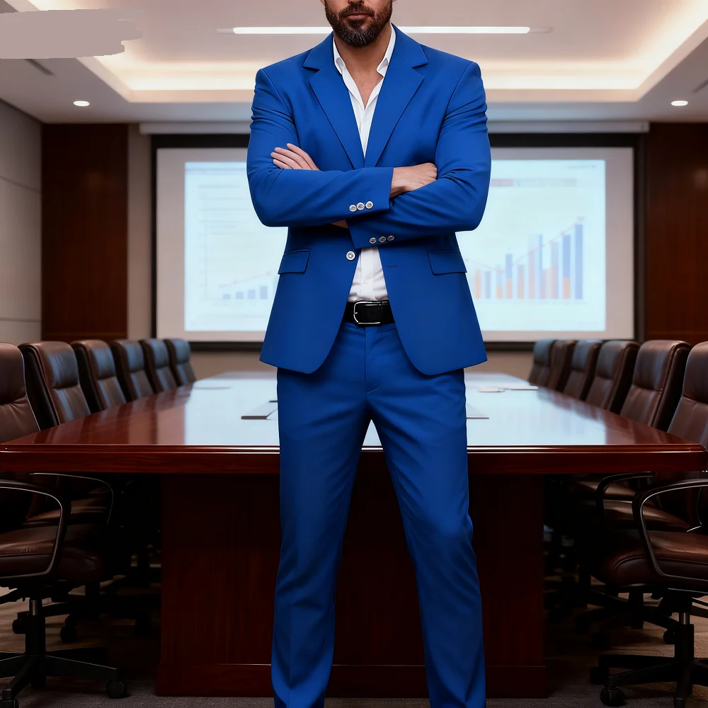 

Высококачественный приталенный мужской костюм-смокинг, деловой пиджак с лацканами и брюками, комплект из 2 предметов, вечерняя одежда для свадебной вечеринки