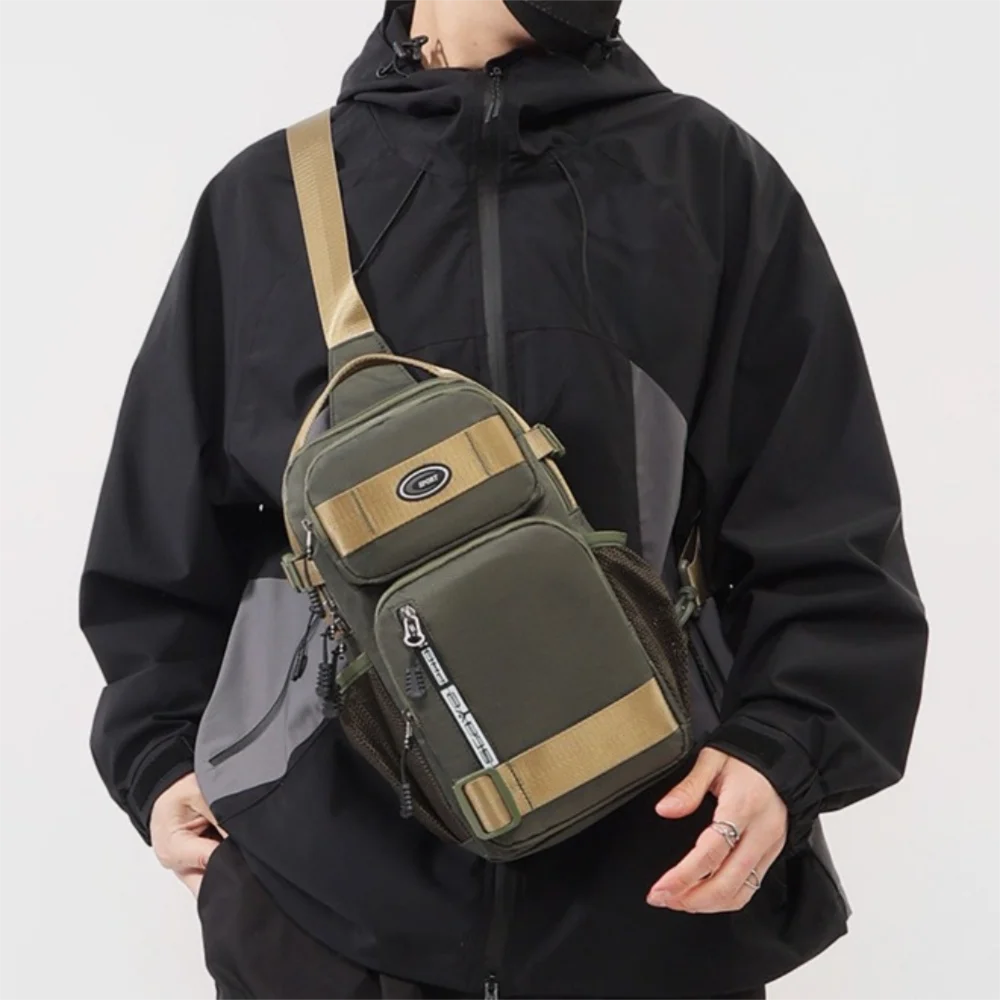 

Fashion Oxford Cloth Men Chest Bag Multifunction Large Capacity Sports Message Bag Zipper Waterproof Shoulder Crossbody Bag Men