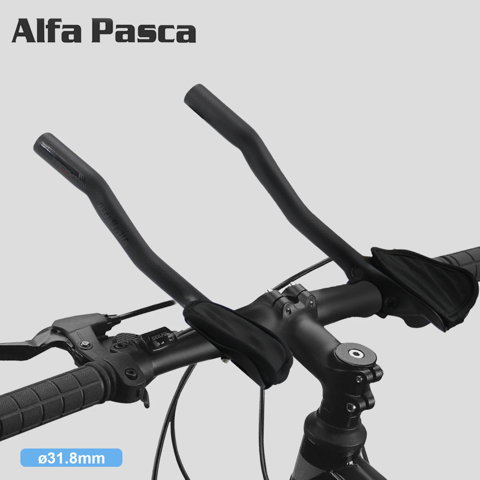 

Alfa Pasca Carbon Aero TT Rest Handlebar Clip on Aero Bars Triathlon Extender Road Bicycle Cycling Handlebars 31.8*340mm