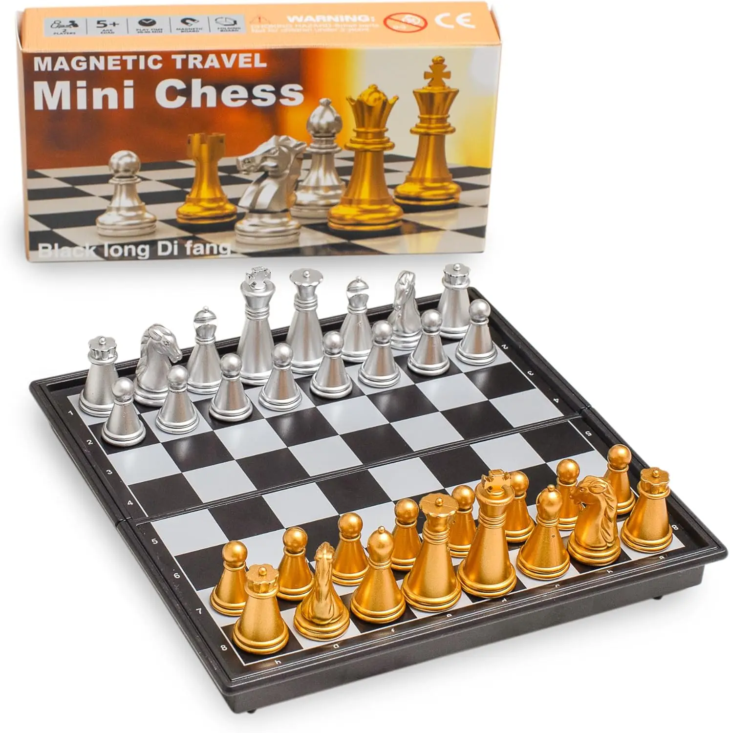 مجموعة شطرنج مغناطيسية صغيرة للسفر (5 بوصات) - لعبة لوحية تعليمية مدمجة وقابلة للطي