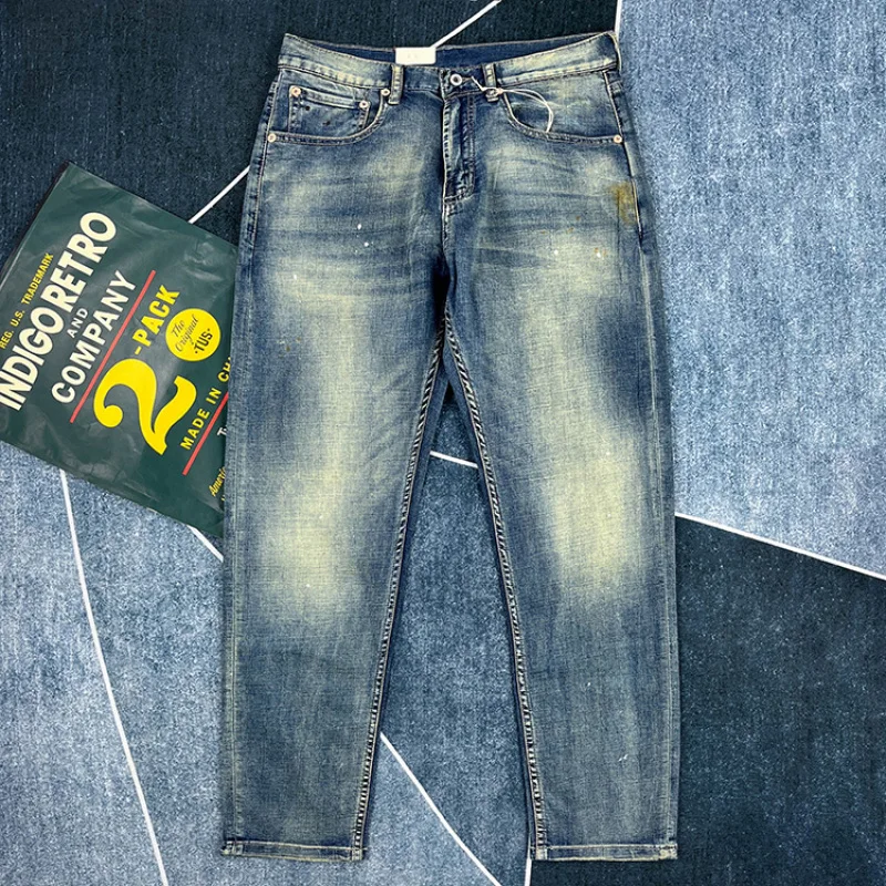 Distressed alte gewaschene Jeans für Männer Frühling Sommer dünne Slim Fit gerade Hose 100% Baumwolle Cityboy y2k Jugend männliche Hose