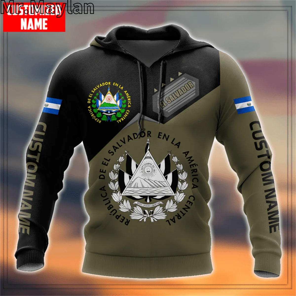 PERSONALIZED EL SALVADOR Flag 3D Printed Jacket Men/women Hoodie Unisex Casual Streetwear Sweatshirts Pullover Sudadera Hombre-2