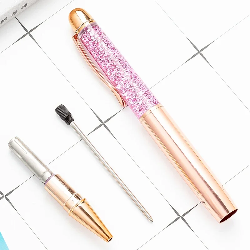 Quicksand Pen 3pcs/set Fashion Gold Powder Ballpoint Pen Get 2 Ink Metal Pen Custom Logo Student Gift Pen Lettering Wholesale