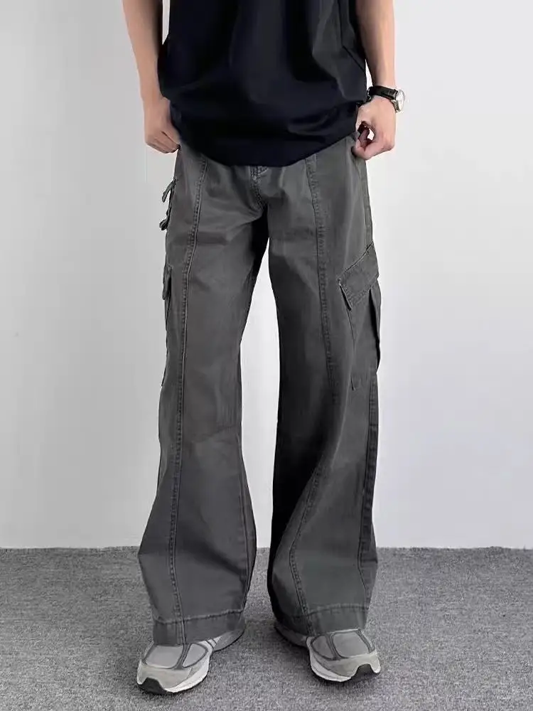 

Ретро-брюки в японском стиле, свободные, прямого кроя, повседневные, модные, удобные, для мужчин, на лето и осень