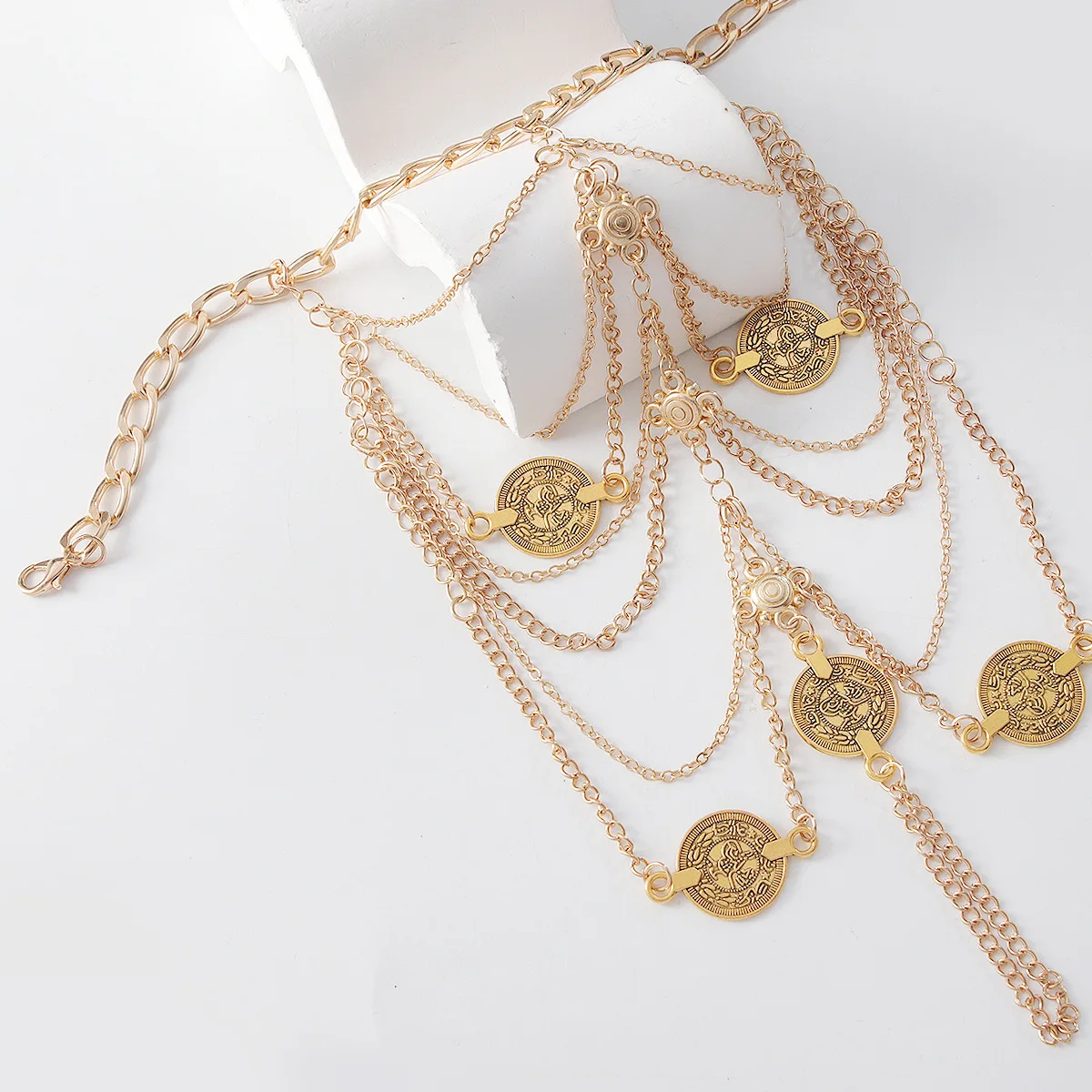 

Exotic Vintage Fashion Multi-Layer Fringe Ankle Chain for Women Metal Chain Ankle Cuff Palace-Style Foot Jewelry