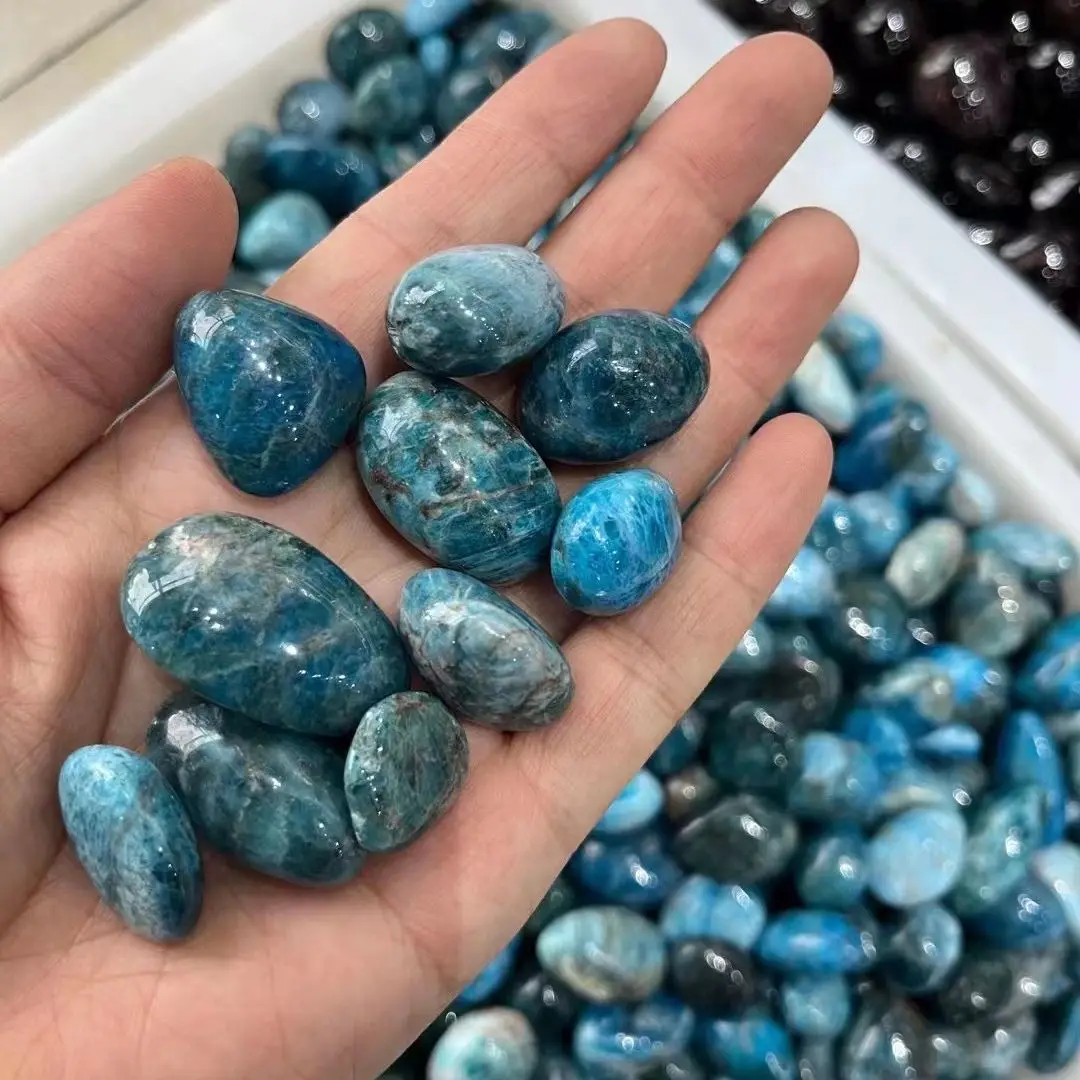 1000g Natural smooth Blue Apatite Polished Stones Crystal Gravel Natural Gemstone Specimen Decoration Natural Quartz Crystals