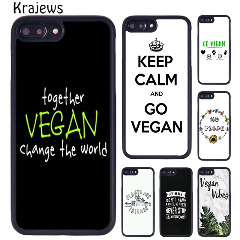 Krajews Vegan Vegetarian Quote Phone Case Cover For iPhone 16 15 14 plus X XR XS 11 12 13 pro max coque