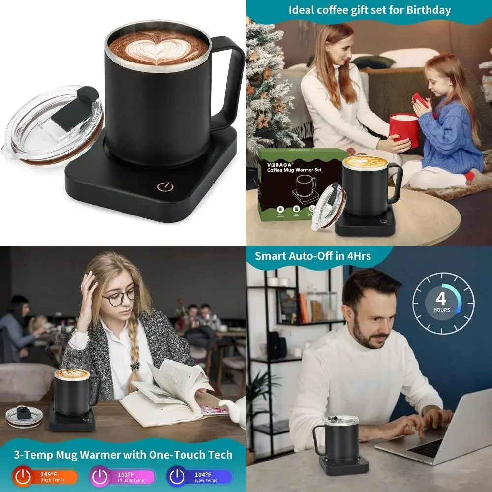 

Coffee Mug Warmer & Mug Set for Desk - Auto Shut Off & 3 Heat Settings, Includes 15oz Stainless Steel Mug, Smart Coffee Cup Warm